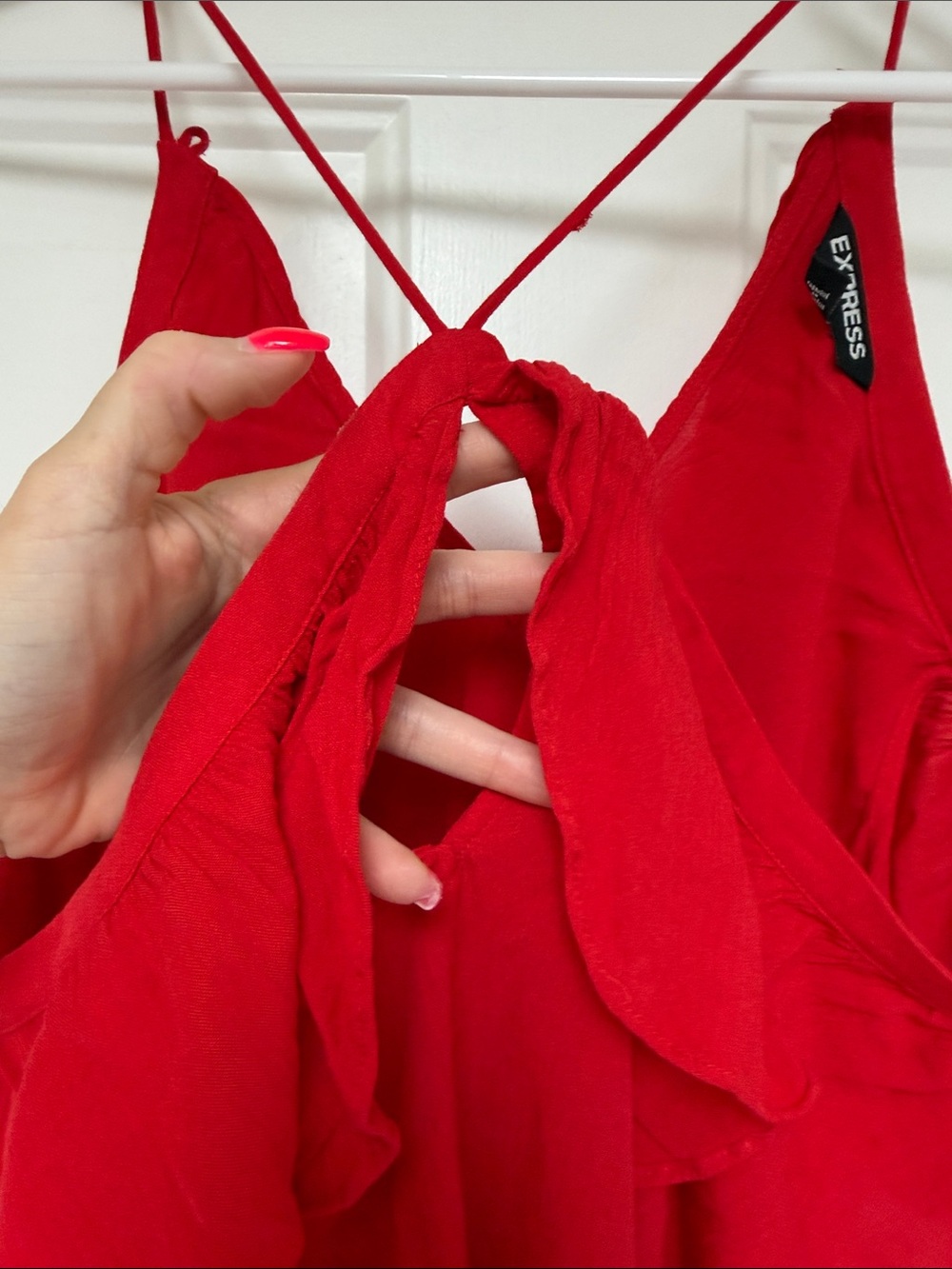 Express Red Ruffle Tank - Picture 3 of 5